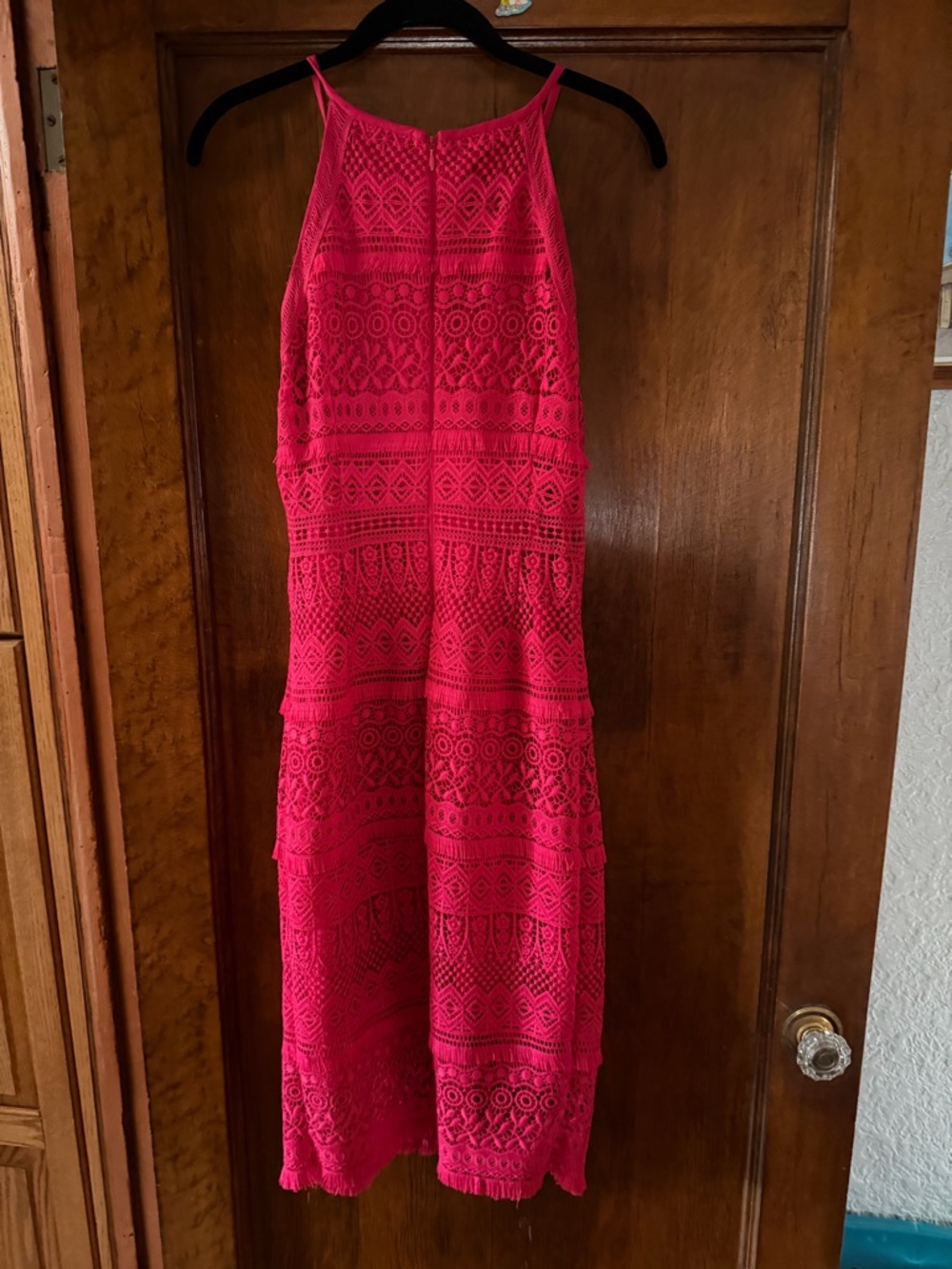 Laundry By Shelli Segal Hot Pink Lace Halter Dress